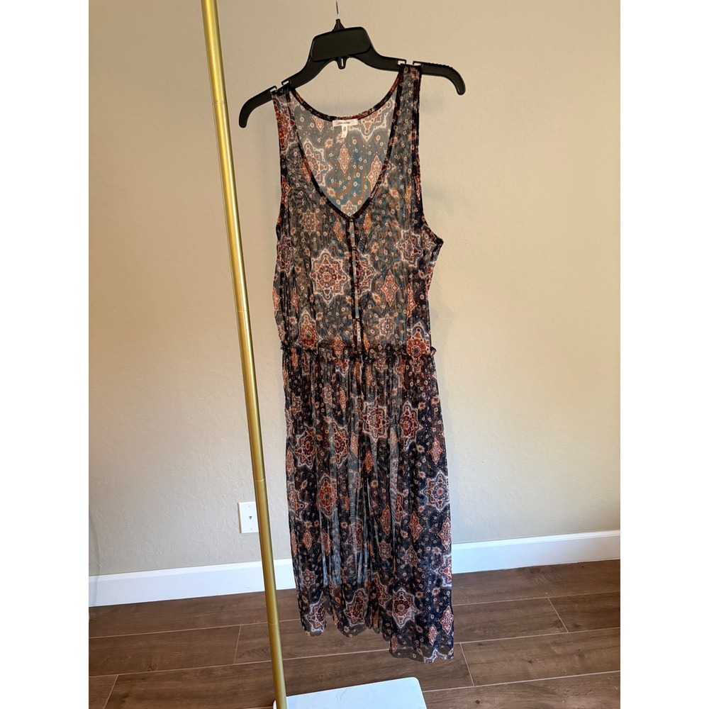 Maurices Duster Sheer Mesh Medallion Sleeveless‎ Boho Indie Flowy Festival L